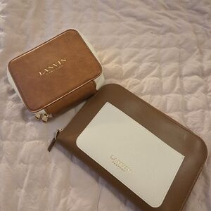 Lanvin Brown and Cream Travel Pouch